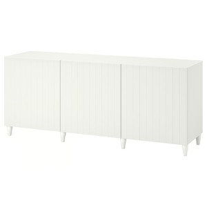 BESTÅ Storage combination with doors, white, Sutterviken/Kabbarp white, 180x42x74 cm
