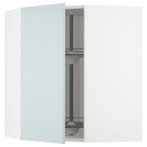 METOD Corner wall cabinet with carousel, white/Kallarp light grey-blue, 68x80 cm