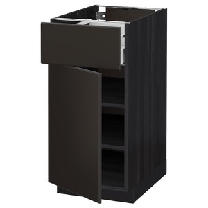 METOD / MAXIMERA Base cabinet with drawer/door, black/Kungsbacka anthracite, 40x60 cm