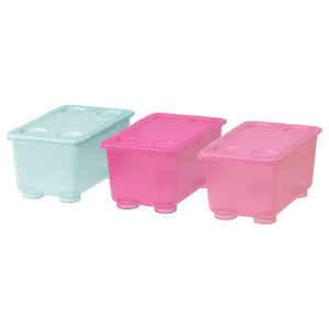 GLIS Box with lid, pink, turquoise, 17x10 cm, 3 pack