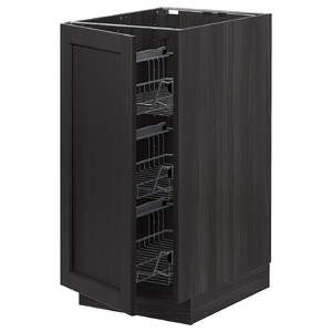METOD Base cabinet with wire baskets, black/Lerhyttan black stained, 40x60 cm
