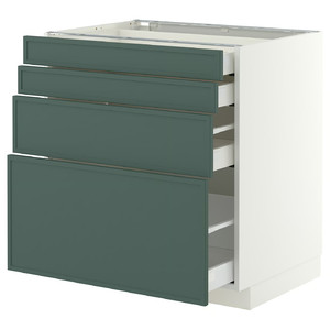METOD/MAXIMERA Base cab 4 frnts/4 drawers, white/Aspudden dark grey-green, 80x60 cm