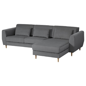 SLATORP 3-seat sofa with chaise longue, Hakebo dark grey