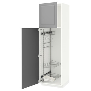 METOD High cabinet with cleaning interior, white/Bodbyn grey, 60x60x200 cm