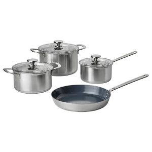 HEMKOMST 7-piece cookware set, stainless steel
