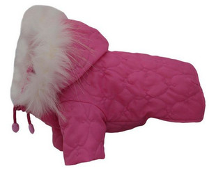 Grande Finale Quilted Dog Coat with Hood Size 3, pink