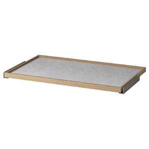KOMPLEMENT Pull-out tray with drawer mat, white stained oak effect/light grey, 100x58 cm