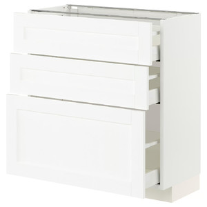METOD / MAXIMERA Base cabinet with 3 drawers, white Enköping/white wood effect, 80x37 cm