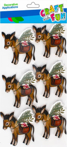 Christmas 3D Decorative Stickers Donkey 6pcs