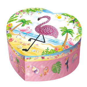 Pulio Heart-shaped Music Box Flamingo 6+