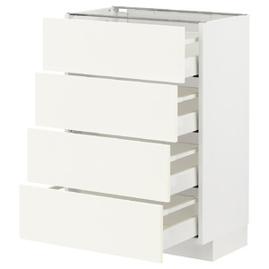 METOD / MAXIMERA Base cab 4 frnts/4 drawers, white/Vallstena white, 60x37 cm