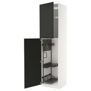 METOD High cabinet with cleaning interior, white/Nickebo matt anthracite, 60x60x240 cm