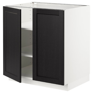 METOD Base cabinet with shelves/2 doors, white/Lerhyttan black stained, 80x60 cm