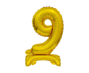 Foil Balloon Number 9 Standing, gold, 38cm