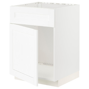 METOD Base cabinet f sink w door/front, white Enköping/white wood effect, 60x60 cm
