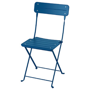 SUNDSÖ Folding chair, dark blue outdoor