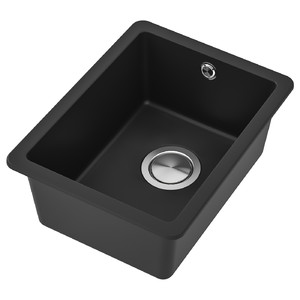 KILSVIKEN Inset sink, 1 bowl, black/quartz composite, 36x46 cm