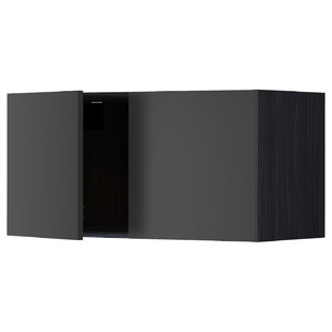 METOD Wall cabinet with 2 doors, black/Nickebo matt anthracite, 80x40 cm