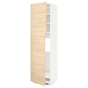 METOD High cabinet for fridge w 2 doors, white/Askersund light ash effect, 60x60x220 cm