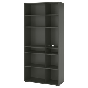 VIHALS Shelving unit with 10 shelves, dark grey, 95x37x200 cm