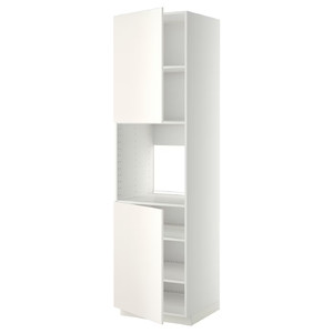 METOD High cab f oven w 2 doors/shelves, white/Veddinge white, 60x60x220 cm