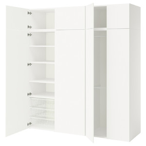 PLATSA Wardrobe with 8 doors, white/Fonnes white, 200x57x221 cm