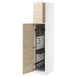 METOD High cabinet with cleaning interior, white/Askersund light ash effect, 40x60x200 cm