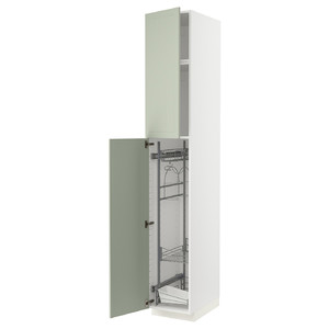METOD High cabinet with cleaning interior, white/Stensund light green, 40x60x240 cm