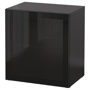 BESTÅ Shelf unit with glass door, black-brown, Glassvik black/clear glass, 60x40x64 cm