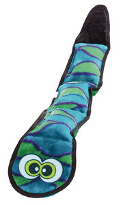 Outward Hound Invincibles Snake Plush Dog Toy, Large, 3 Squeakers, blue-green