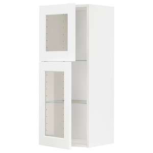 METOD Wall cabinet w shelves/2 glass drs, white Enköping/white wood effect, 40x100 cm