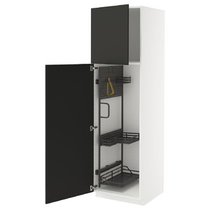 METOD High cabinet with cleaning interior, white/Nickebo matt anthracite, 60x60x200 cm