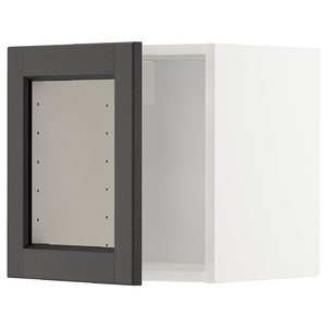 METOD Wall cabinet with glass door, white/Lerhyttan black stained, 40x40 cm