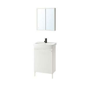 NYSJÖN / BJÖRKÅN Bathroom furniture, set of 5, white/Saljen tap, 54x40x98 cm