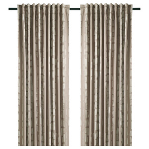 HÄCKBERBERIS Room darkening curtains, 1 pair, beige, 145x300 cm