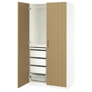 PAX / TONSTAD Wardrobe combination, white/oak veneer, 100x60x201 cm