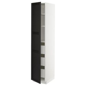 METOD / MAXIMERA High cabinet with drawers, white/Lerhyttan black stained, 40x60x200 cm