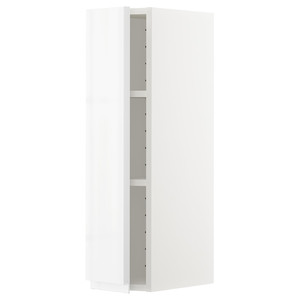 METOD Wall cabinet with shelves, white/Voxtorp high-gloss/white, 20x80 cm