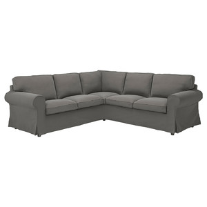 EKTORP Corner sofa, 4-seat, Hakebo dark grey
