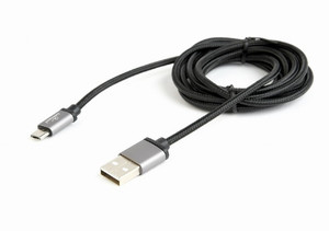 Gembird Cotton Braided Micro USB Cable, 1.8m, black