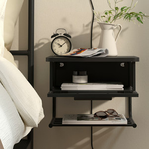 GRÅFJÄLLET Wall-mounted bedside table, anthracite, 42x29x31 cm