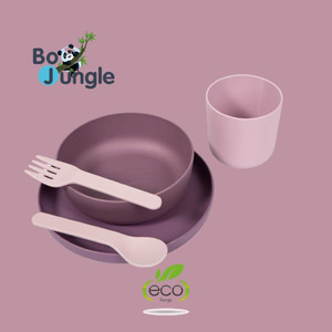 Bo Jungle B-CPLA Biodegradable Children's Tableware Set 5pcs Purple Pink