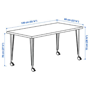 LAGKAPTEN / KRILLE Desk, black-brown/black, 140x60 cm