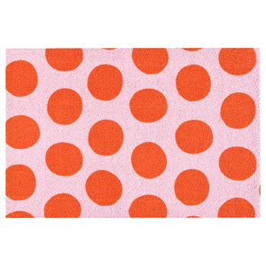 KÖRFÄLTSPIL Door mat, pink orange/circle pattern, 40x60 cm