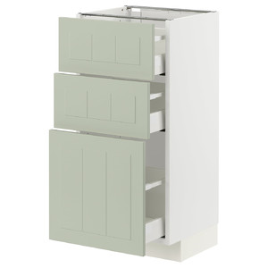 METOD / MAXIMERA Base cabinet with 3 drawers, white/Stensund light green, 40x37 cm