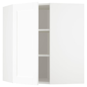 METOD Corner wall cabinet with shelves, white Enköping/white wood effect, 68x80 cm