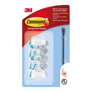 3M Command Transparent Round Cord Clips, Pack of 4