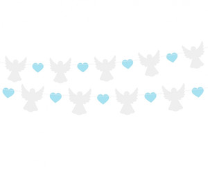 Paper Decorative Garland Angels & Blue Hearts 150cm