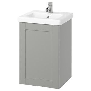 ENHET / TVÄLLEN Wash-stnd w door/wash-basin/tap, grey/grey frame, 44x43x65 cm