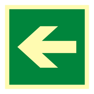 Direction Sign for an escape route, 15x15 cm